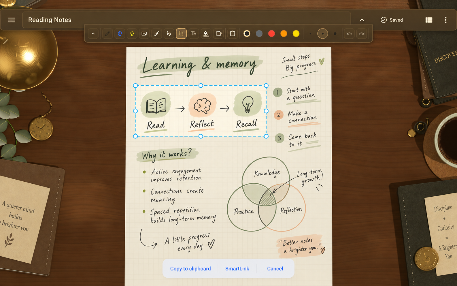 Illustrative English SmartLink crop screen on Pennido’s wooden 3D desk